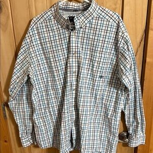Ariat Pro Series Blue and White Plaid Button-Down Shirt